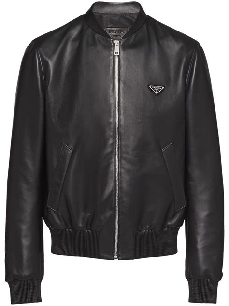 prada blue leather jacket|prada bomber jacket for men.